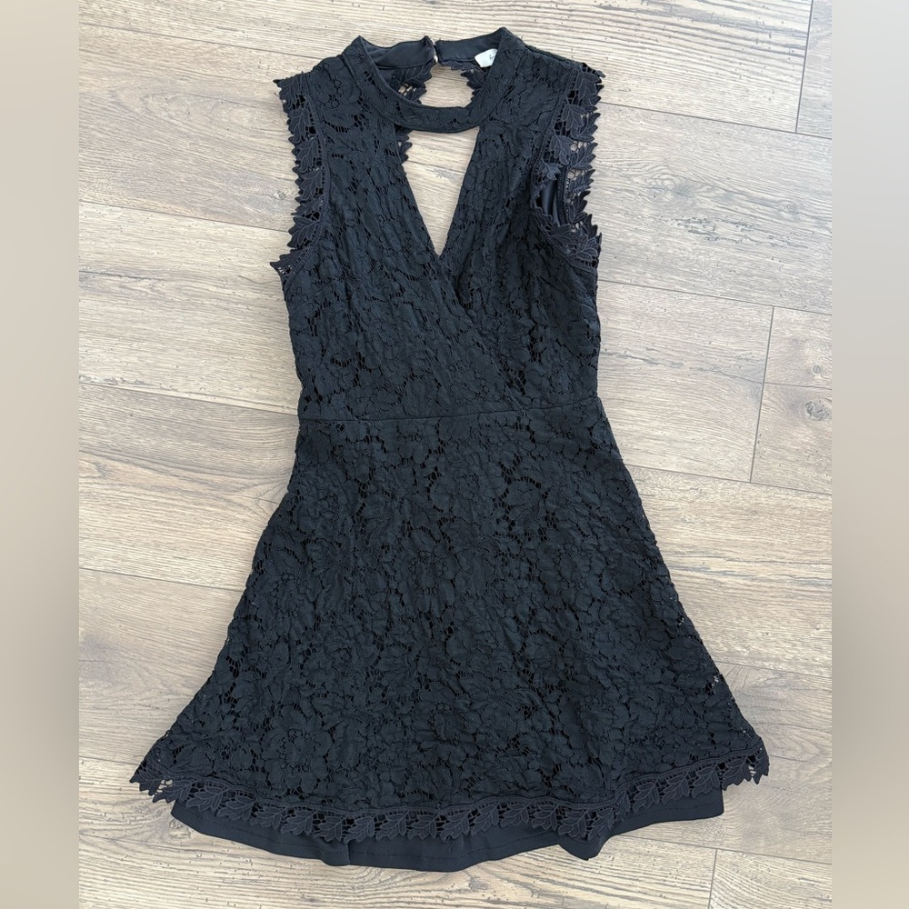 Black Sleeveless V-Neck Mini Dress